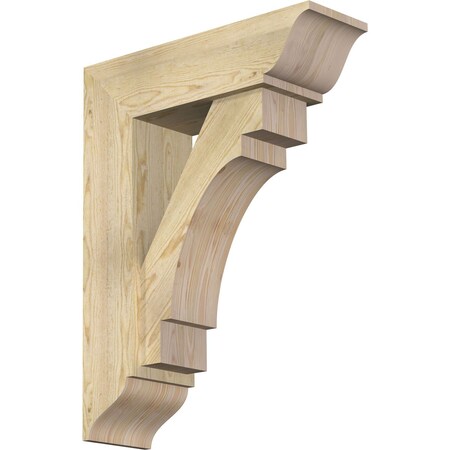Ekena Millwork Merced Traditional Rough Sawn Bracket w/ Offset Brace, Douglas Fir, 8"W x 26"D x 34"H BKT0806X26X34MRC01RDF